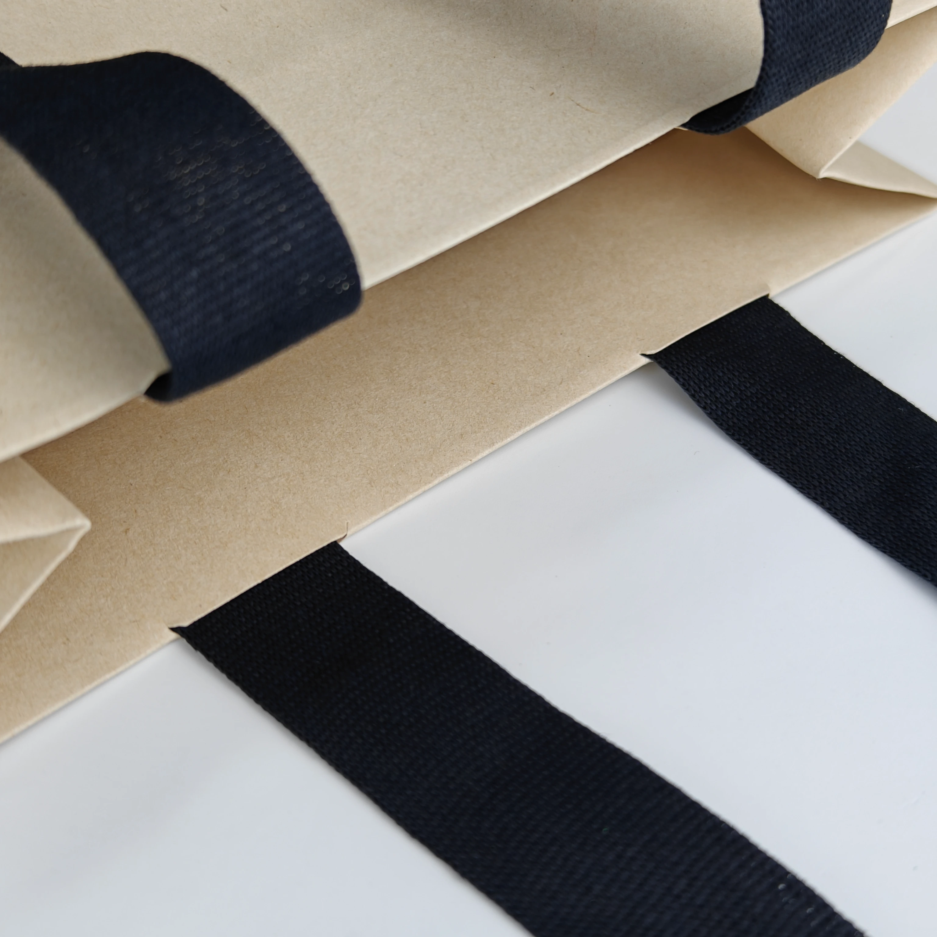 Custom color paper carry bag with fabric handle